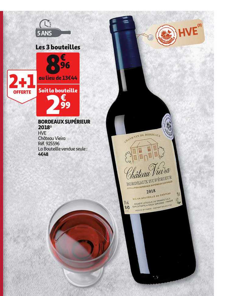 bordeaux supérieur 2018 hve château vieira 2+1 offerte