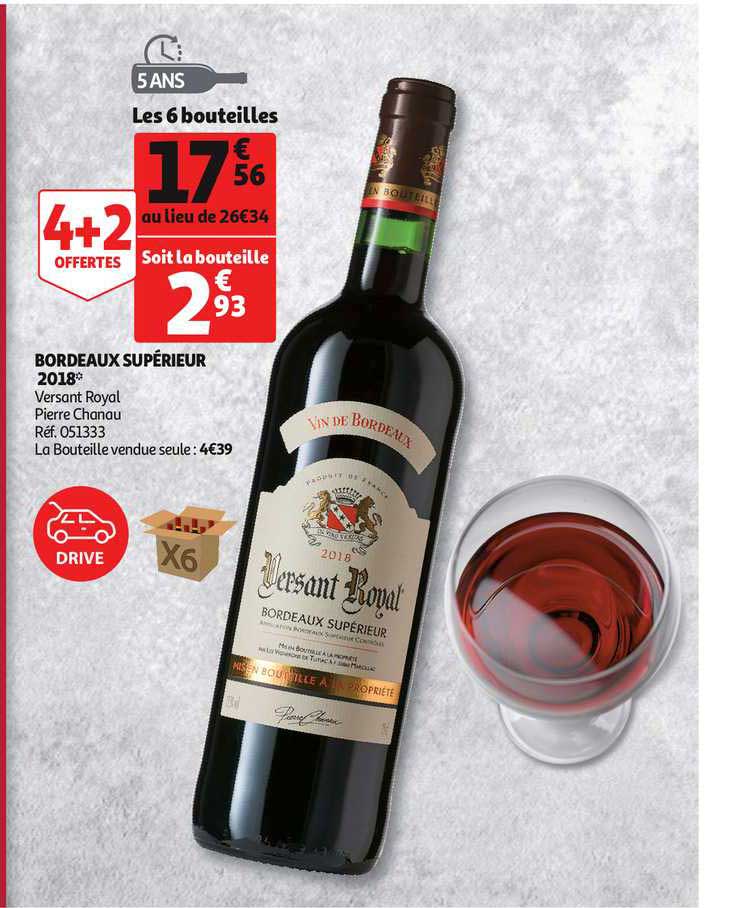 bordeaux supérieur 2018 versant royal pierre chanau 4+2 offertes