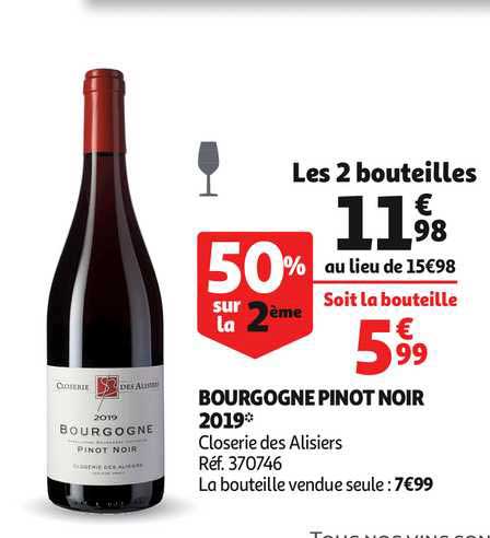 Bourgogne Pinot Noir 2019 Closerie Des Alisiers 50% Sur Le 2ème