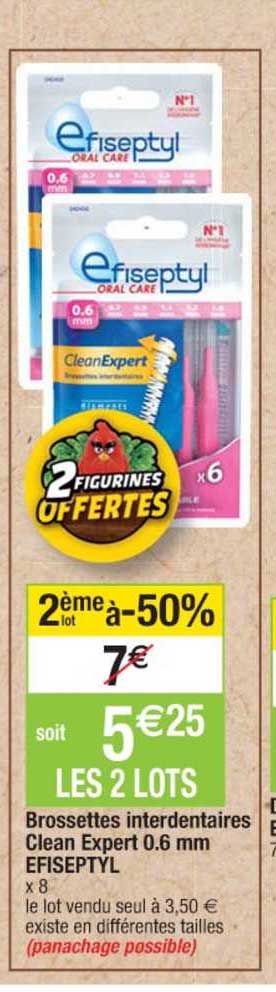 brossettes interdentaires clean expert 0.6 mm efiseptyl 2ème lot à -50%