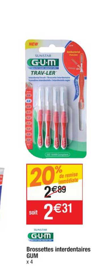 brossettes interdentaires gum 20% remise immédiate