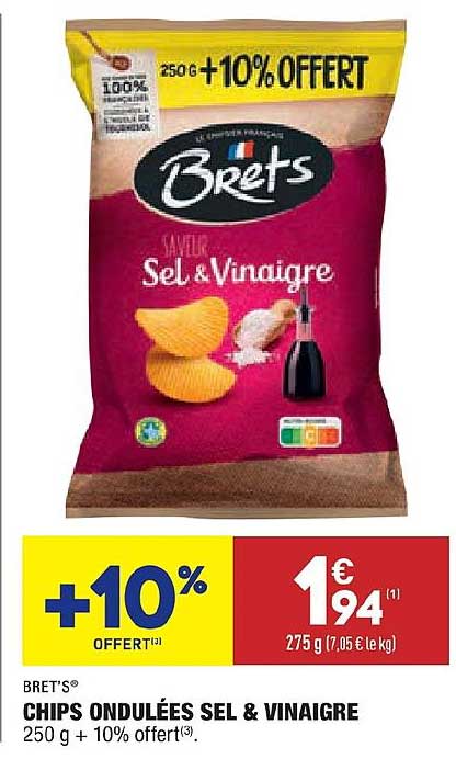 Chips Ondulées Sel & Vinaigre Bret's
