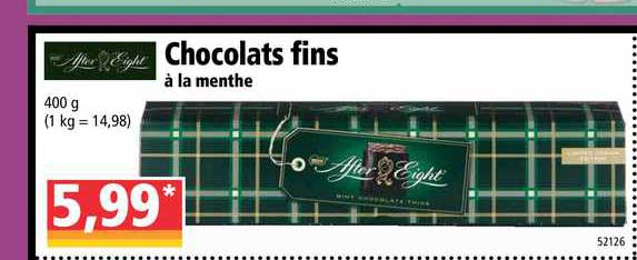 chocolats fins à la menthe after light