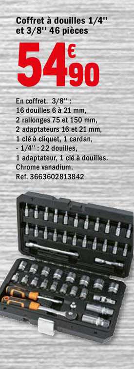 Coffret à Douilles 1 4 Et 3 8 46 Pièces