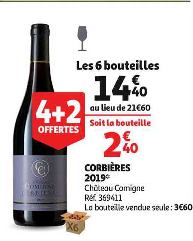 corbières 2019 château comigne 4+2 offertes