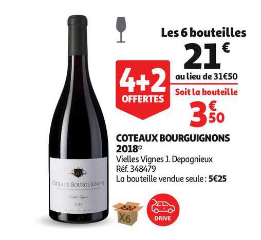 coteaux bourguignons 2018 vielles vignes j. depagnieux 4+2 offertes