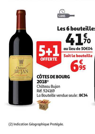 côtes de bourg 2018 château bujan 5+1 offerte
