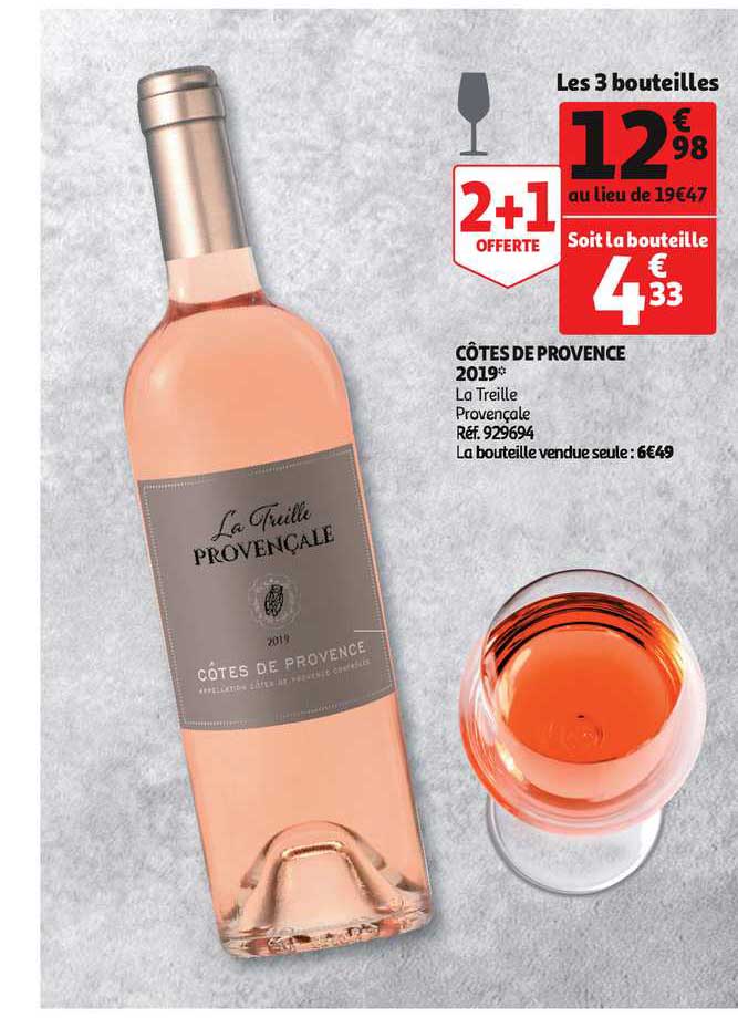côtes de provence 2019 la treille provençale 2+1 offerte