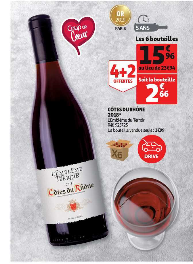 côtes du rhône 2018 l'emblème du terroir 4+2 offert