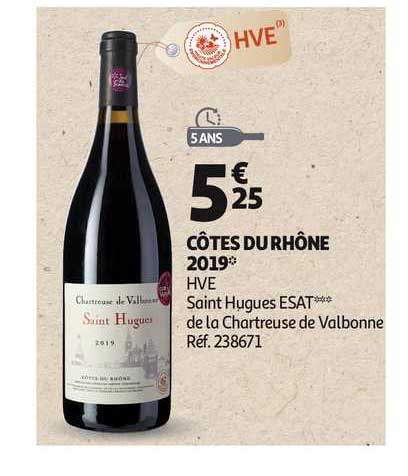 côtes du rhône 2019 hve saint hugues esat de la chartreuse de valbonne