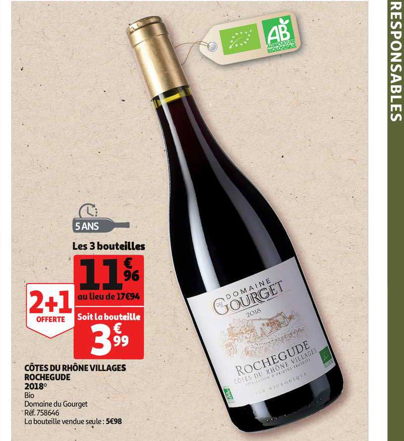côtes du rhône villages rochegude 2018 bio domaine du gourget 2+1 offert