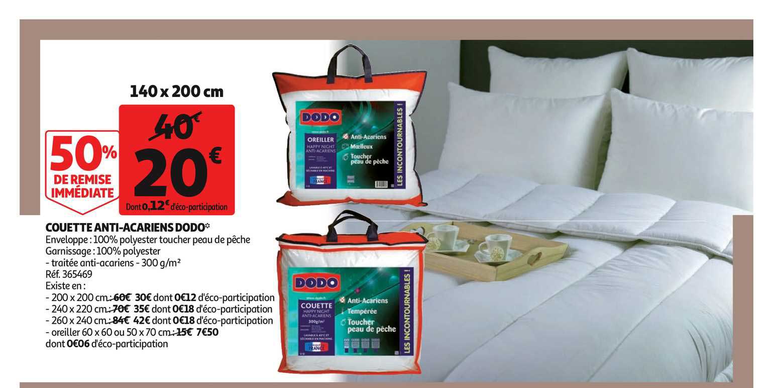 couette anti acariens dodo 50% de remise immédiate