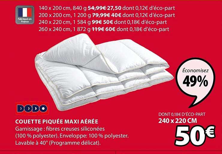 couette piquée maxi aérée dodo