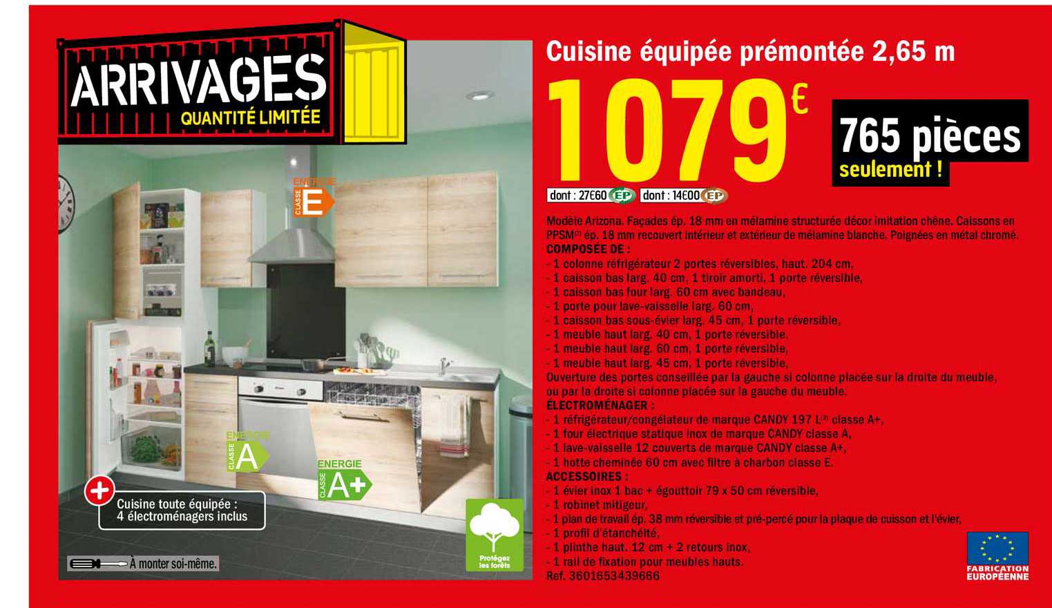 cuisine équipée prémontée 2.65 m