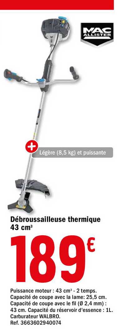 débroussailleuse thermique 43 cm3