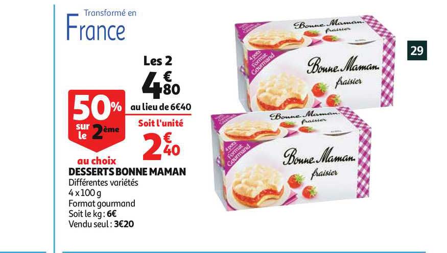 desserts bonne maman 50% sur le 2ème au choix