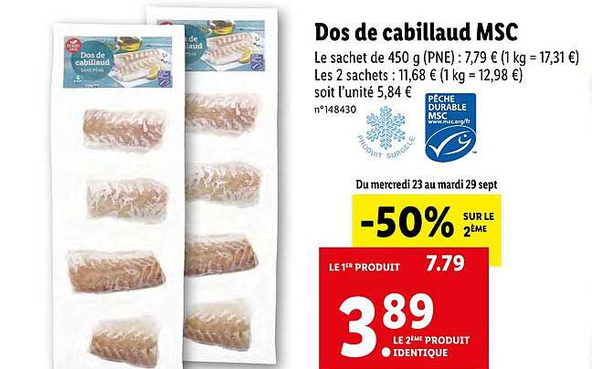 Dos De Cabillaud Msc -50% Sur Le 2ème