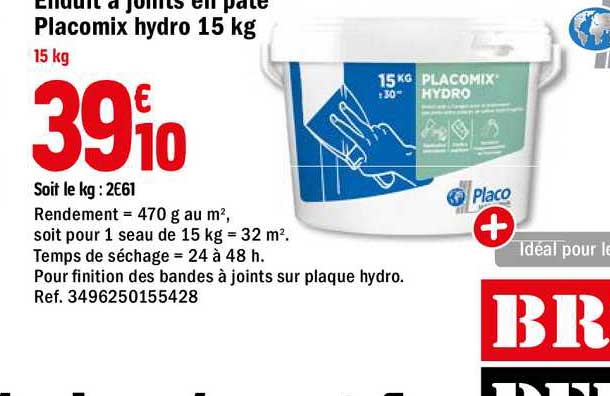 enduit à joint en pâte placomix hydro 15 kg placo
