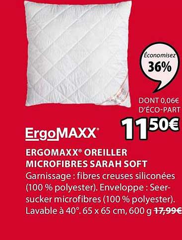 ergomaxx oreiller microfibres sarah soft