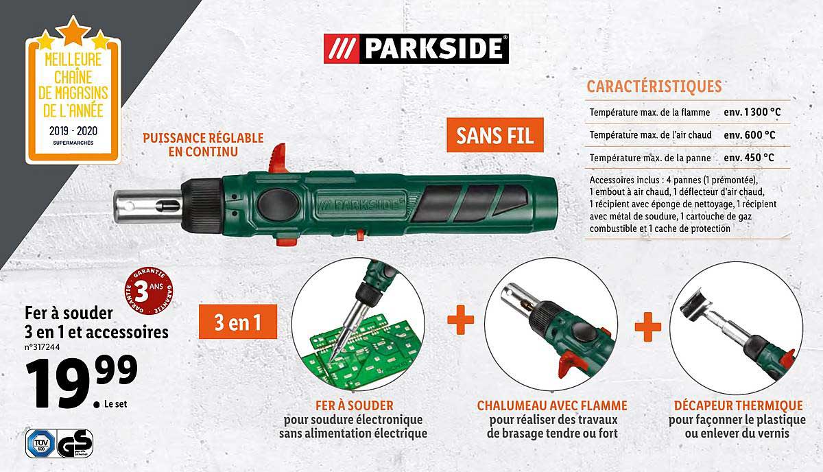 fer à souder 3 en 1 et accessoires parkside