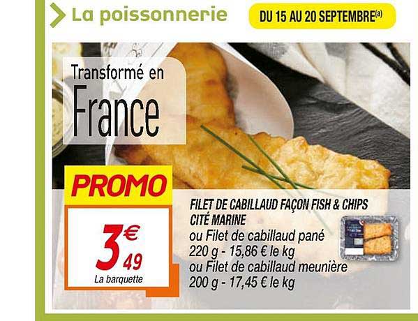 filet de cabillaud façon fish & chips cité marine