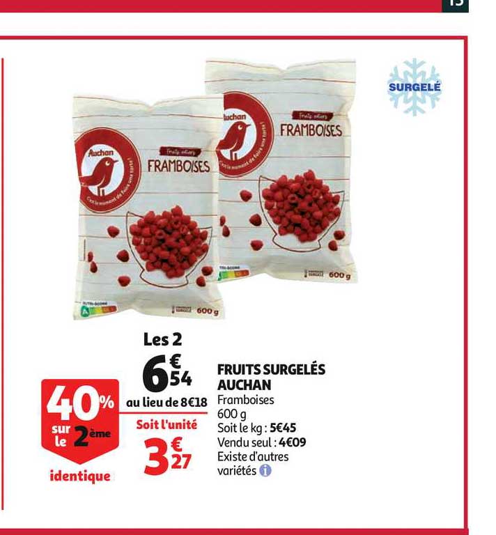 fruits surgelés auchan 40% sur le 2ème identique
