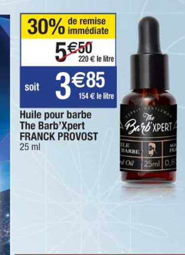 huile pour barbe the barb'xpert franck provost 30% remise immédiate