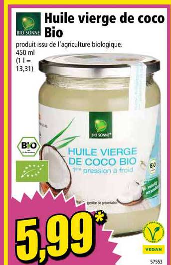huile vierge de coco bio bio sonne