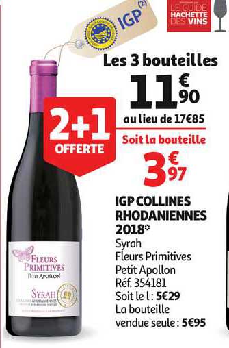 igp collines rhodaniennes 2018 syrah fleurs primitives petit apollon 2+1 offerte