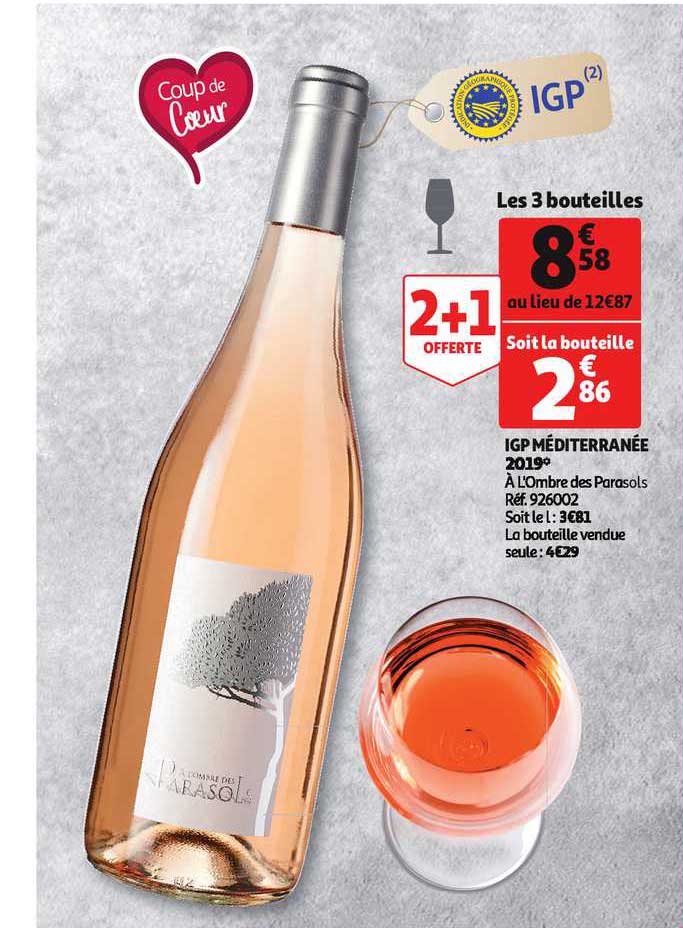 igp méditerranée 2019 à l'ombre des parasols 2+1 offerte