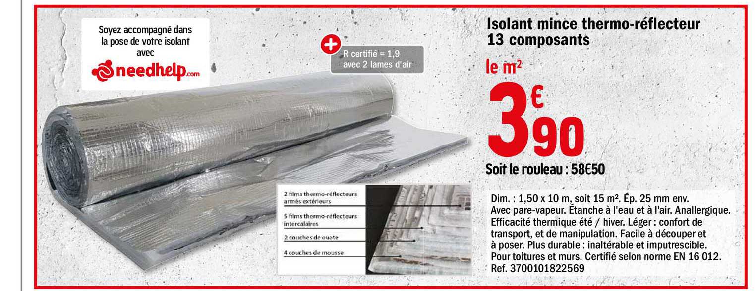 isolant mince thermo réflecteur 13 composants