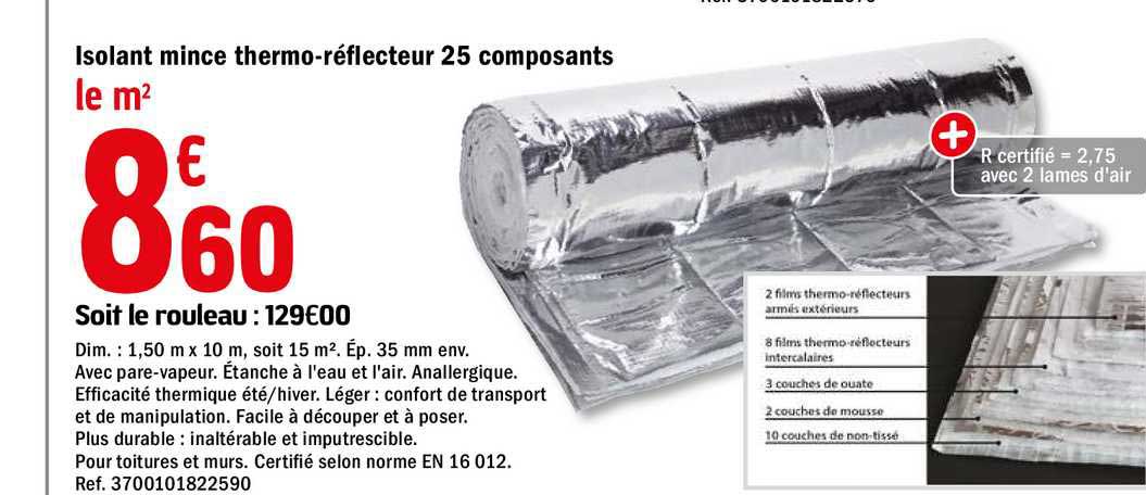 isolant mince thermo réflecteur 25 composants