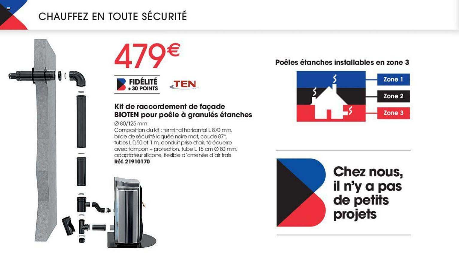 kit de raccordement de façade bioten pour poêle à granulés étanches