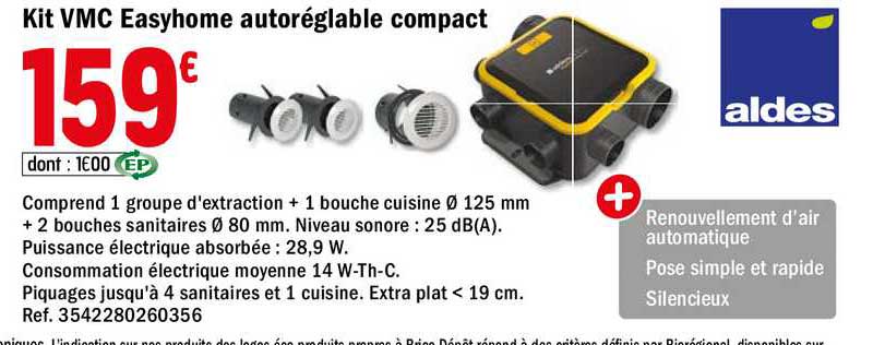 kit vmc easyhome autoréglable compact aldes