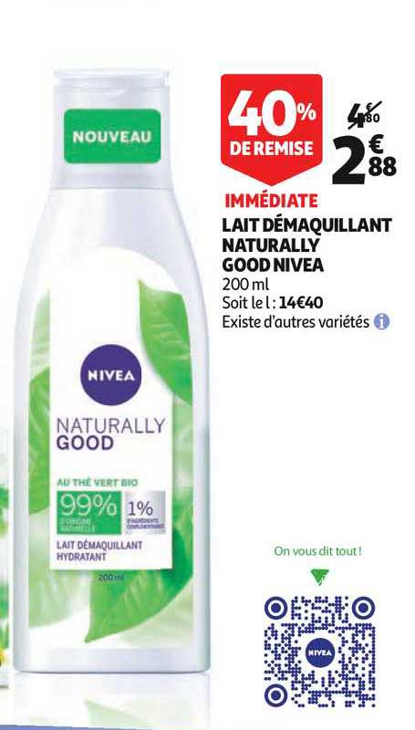lait démaquillant naturally good nivea 40% de remise immédiate