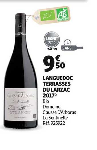 languedoc terrasses du larzac 2017 bio domaine causse d'arboras la sentinelle