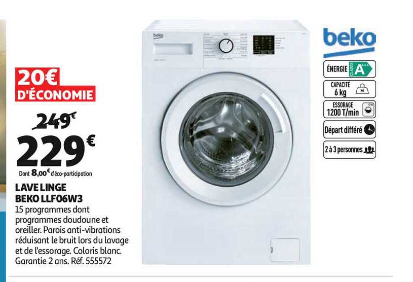 lave linge beko llf06w3