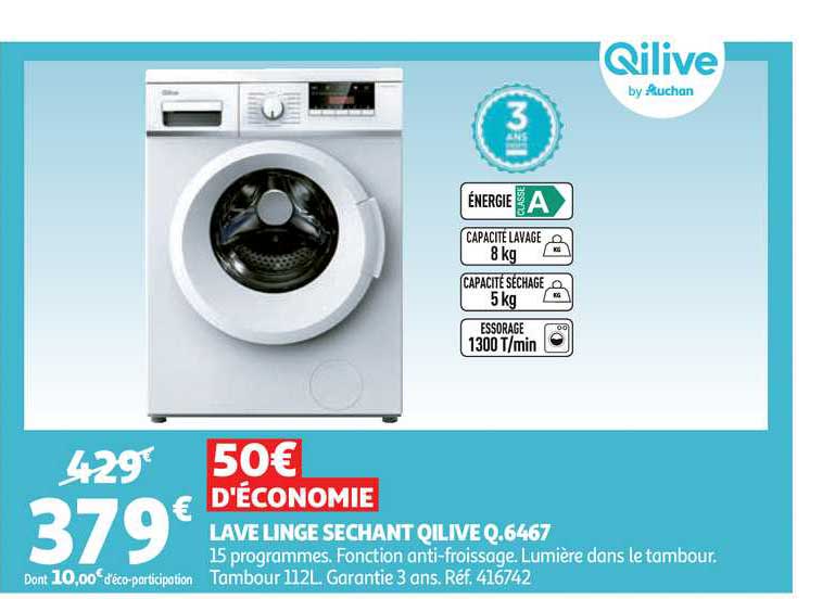 lave linge sechant qilive q 6467