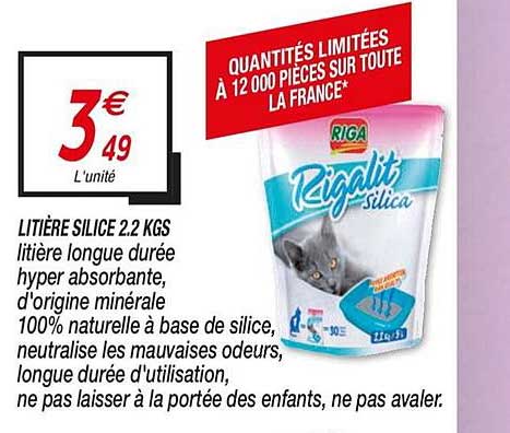 litière silice 2.2 kgs rigalit silica