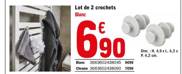 Lot De 2 Crochets Blanc