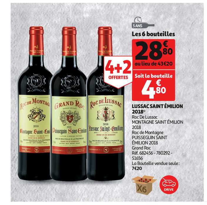 lussac saint émilion 2018 roc de lussac montagne saint émilion 2018 roc de montagne puisseguin saint émilion 2018 grand roc 4+2 offertes