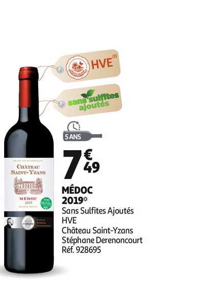 médoc 2019 sans sulfites ajoutés hve château saint yzans stéphane derenoncourt