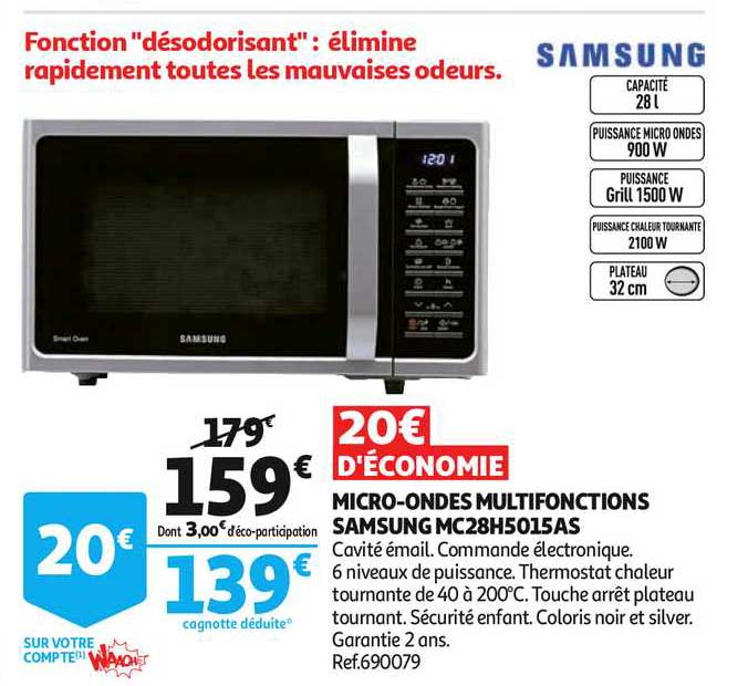 micro ondes multifonctions samsung mc28h5015as