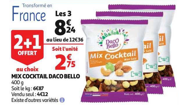 mix cocktail daco bello 2+1 offert au choix