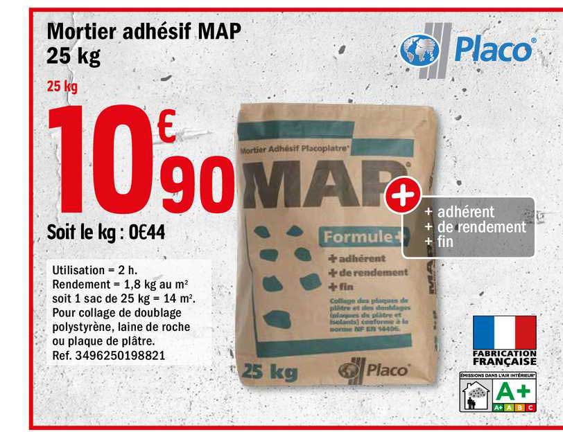 mortier adhésif map placo