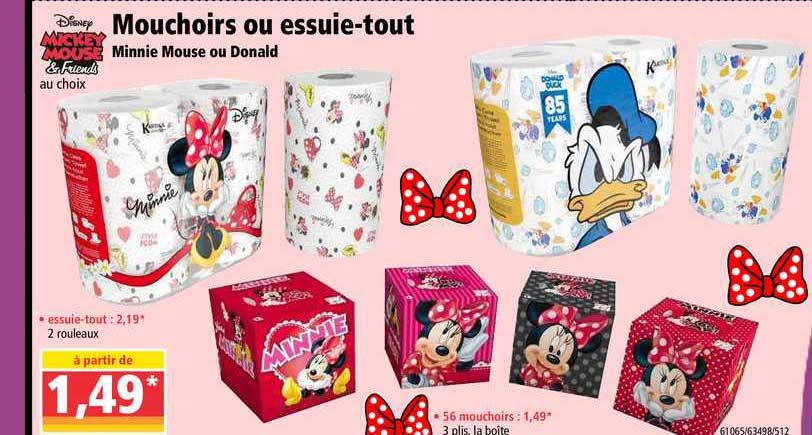 mouchoirs ou essuie tout disney mickey mouse & friends