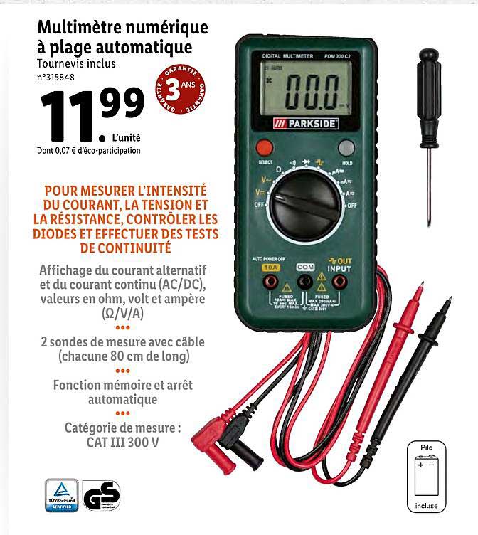 Multimètre Numérique à Plage Automatique