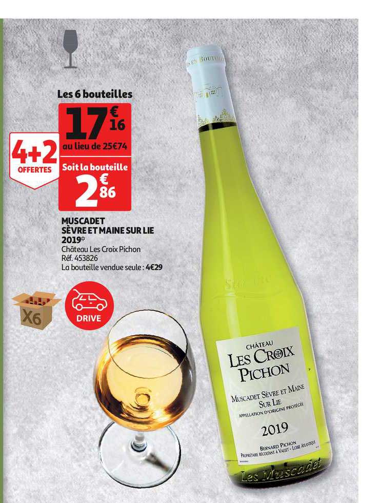 muscadet sèvre et maine sur lie 2019 château les croix c4+2 offertes