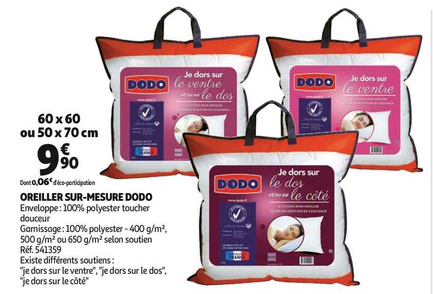 oreiller sur mesure dodo