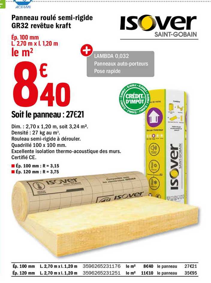 panneau roulé semi rigide gr32 revêtue kraft